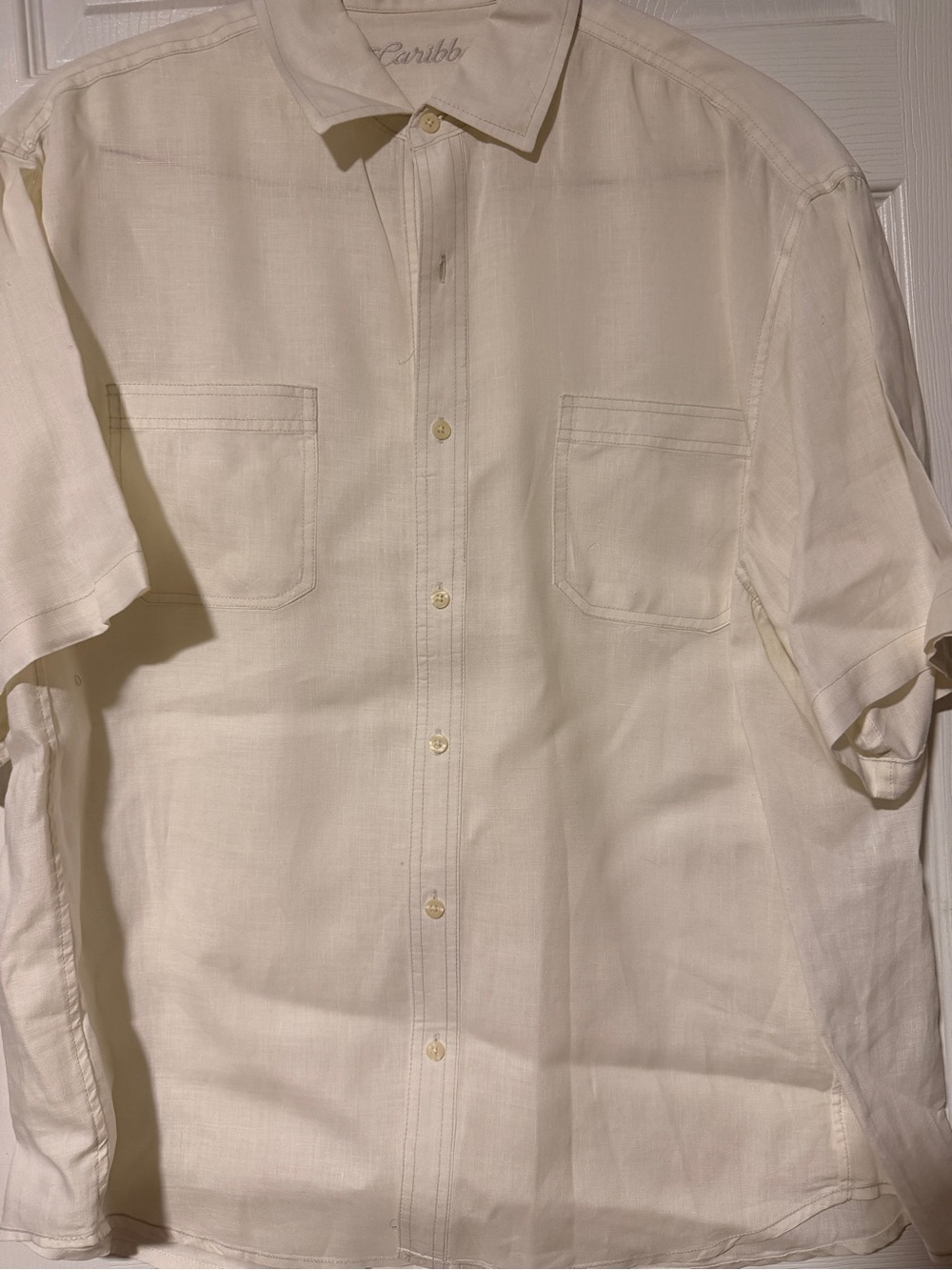 Caribbean Cream Short-Sleeve Casual Button-Down Shirt